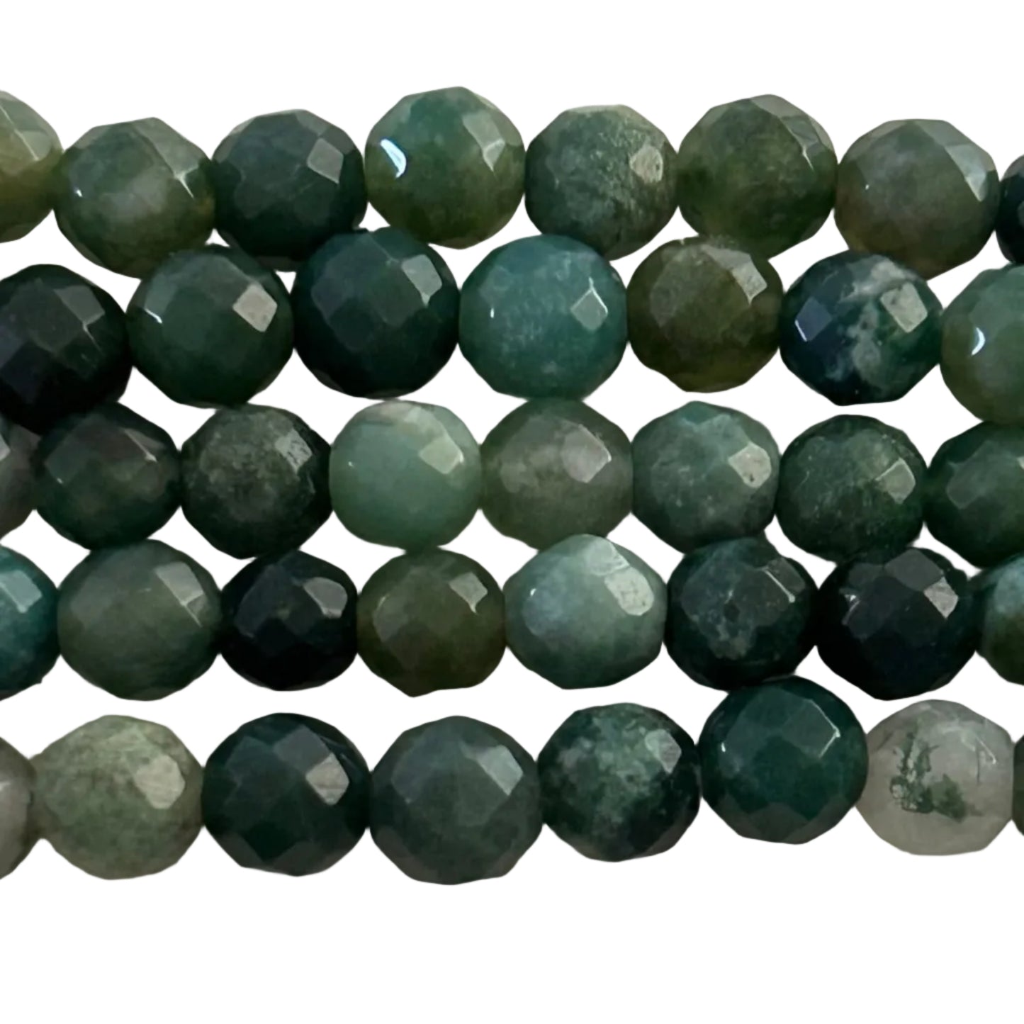 faceted moss agate round beads - new earth gifts and beads