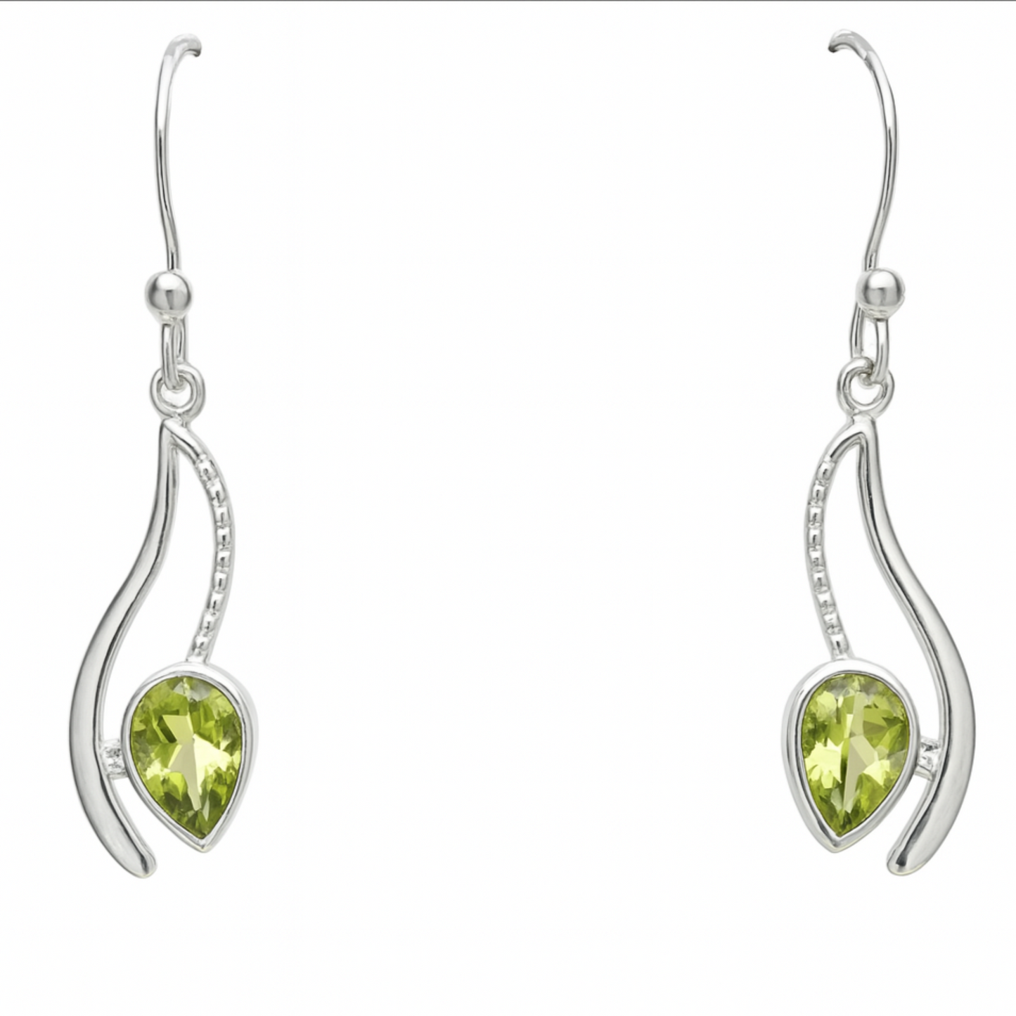 Peridot Curving Lines Faceted Sterling Earrings | New Earth Gifts