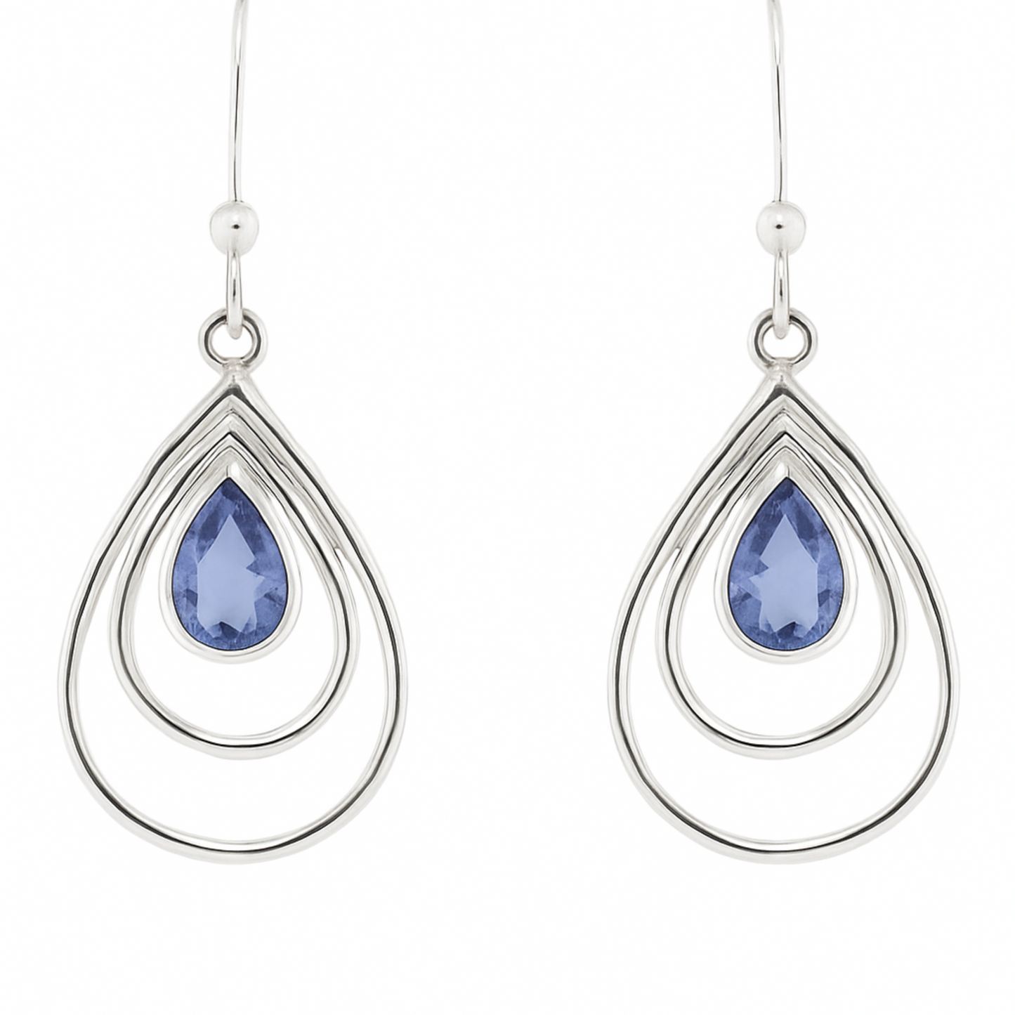 Iolite Faceted Sterling Tear Drop Earrings - New Earth Gifts