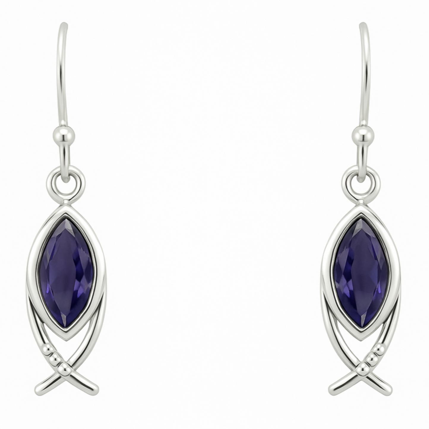 Iolite Fish Symbol Earrings - New Earth Gifts