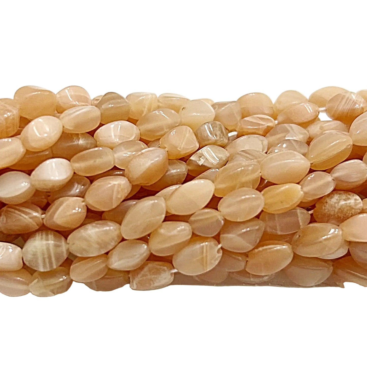 Peach Moonstone Irregular Oval Beads-new earth gifts and beads