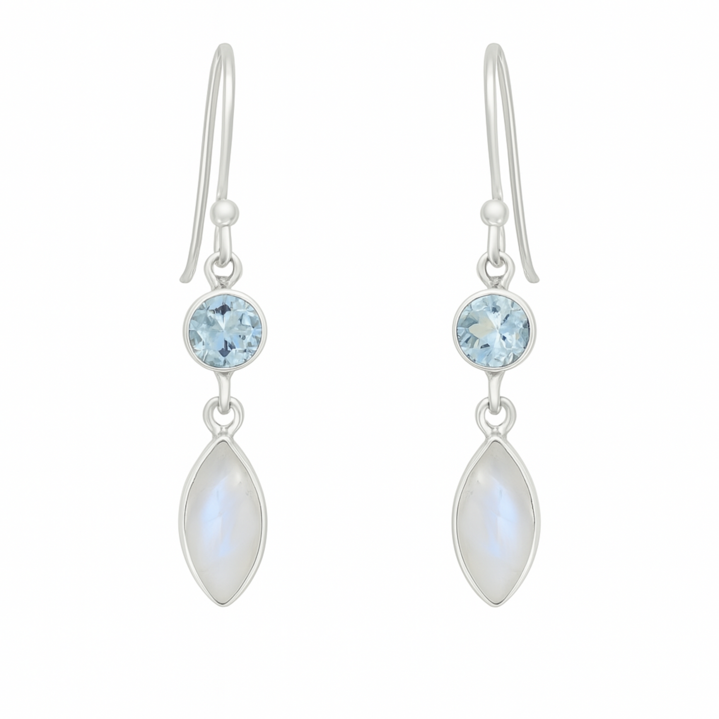 Moonstone Earrings with Blue Topaz Accents | New Earth Gifts