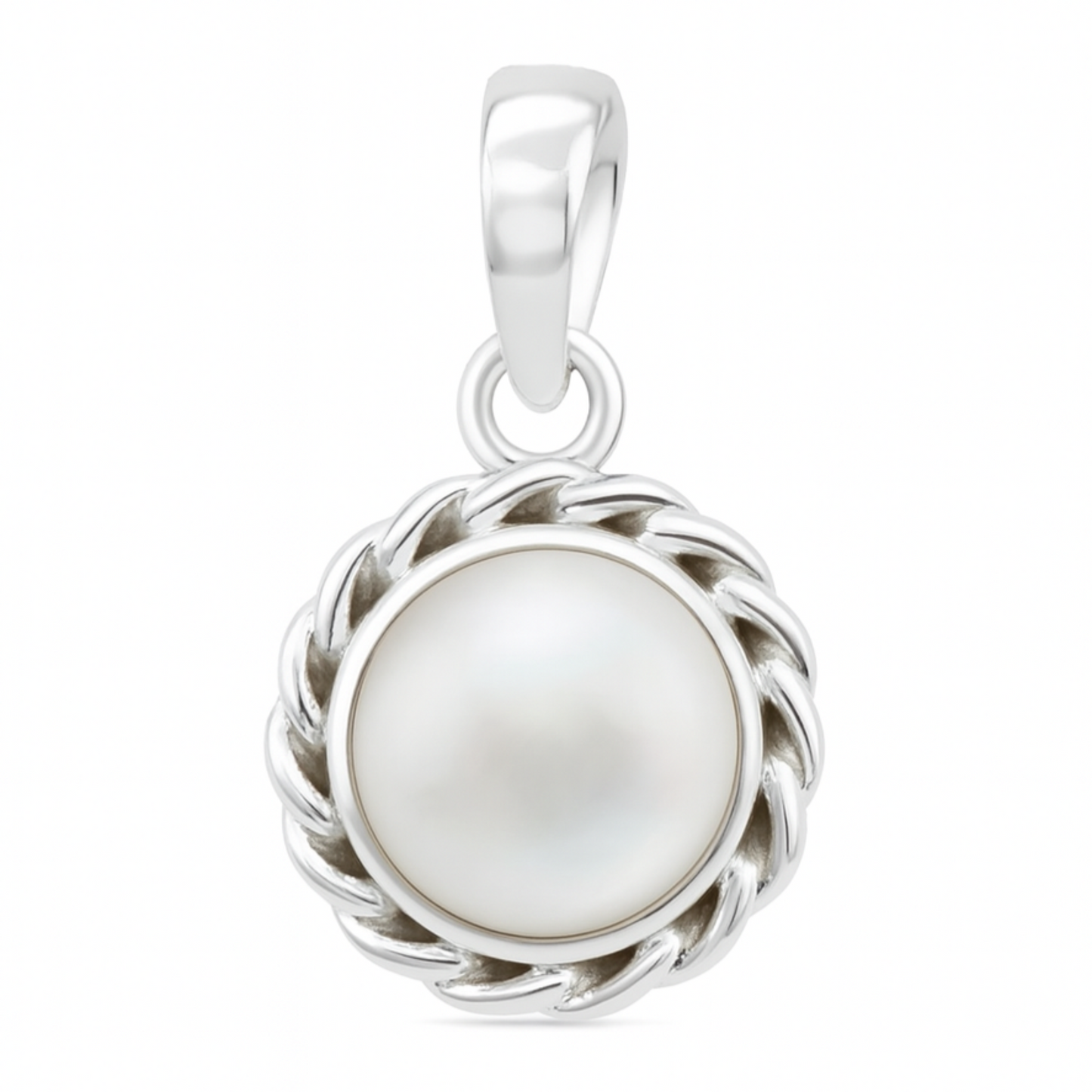 Mother of Pearl Pendant in Dainty Sterling Silver Setting | New Earth Gifts