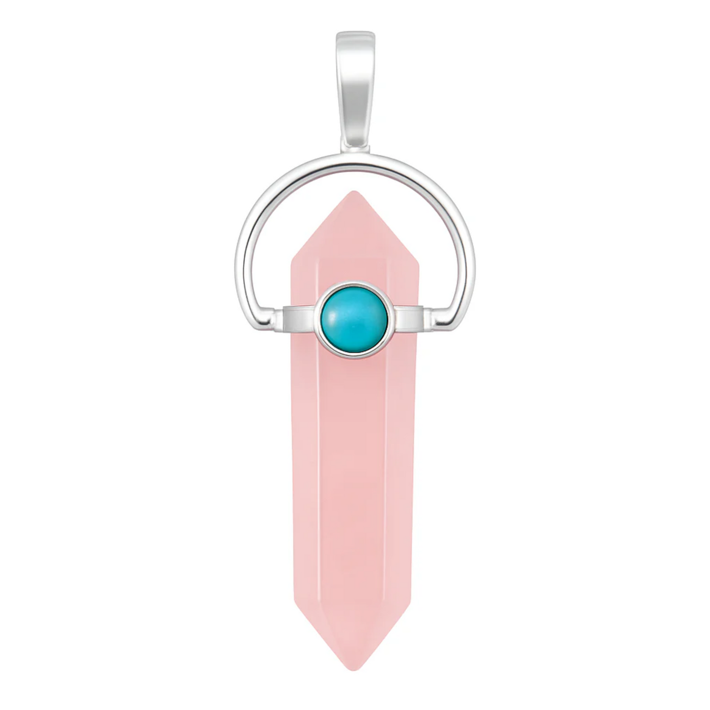 Rose Quartz Pendant & Turquoise Cabochon - New Earth Gifts and Beads
