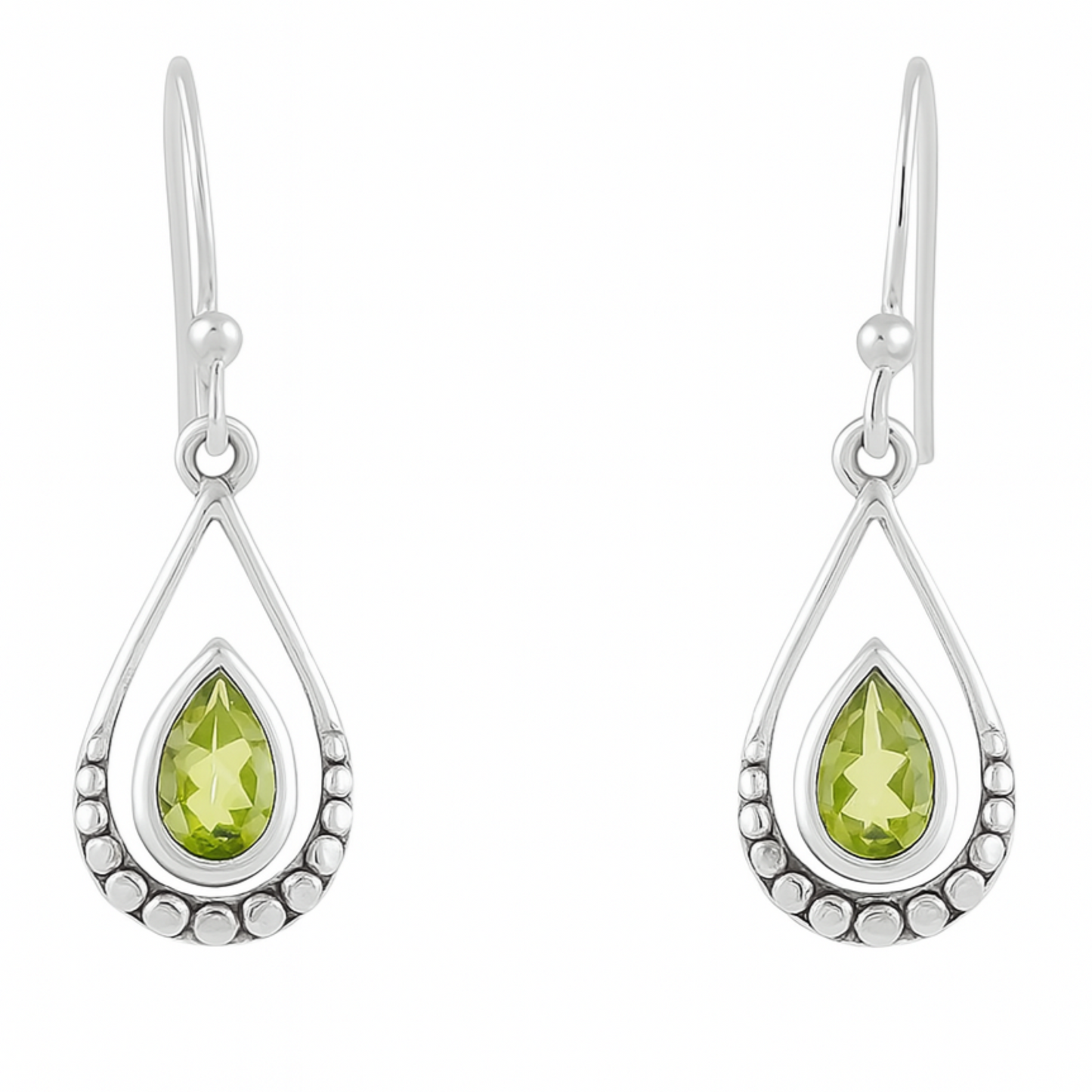 Peridot Faceted Tear Drop Sterling Earrings | New Earth Gifts