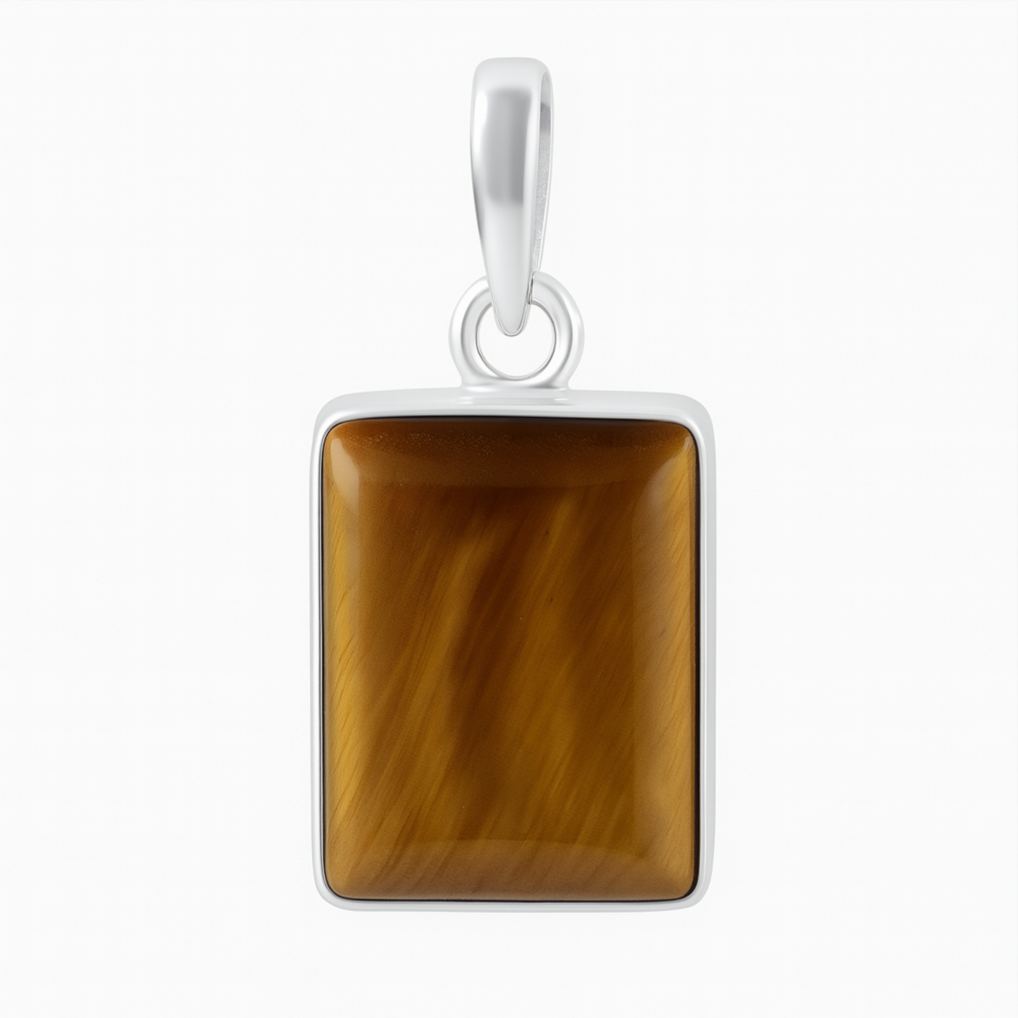 Tiger Eye Sterling Silver Square Pendant - New Earth Gifts