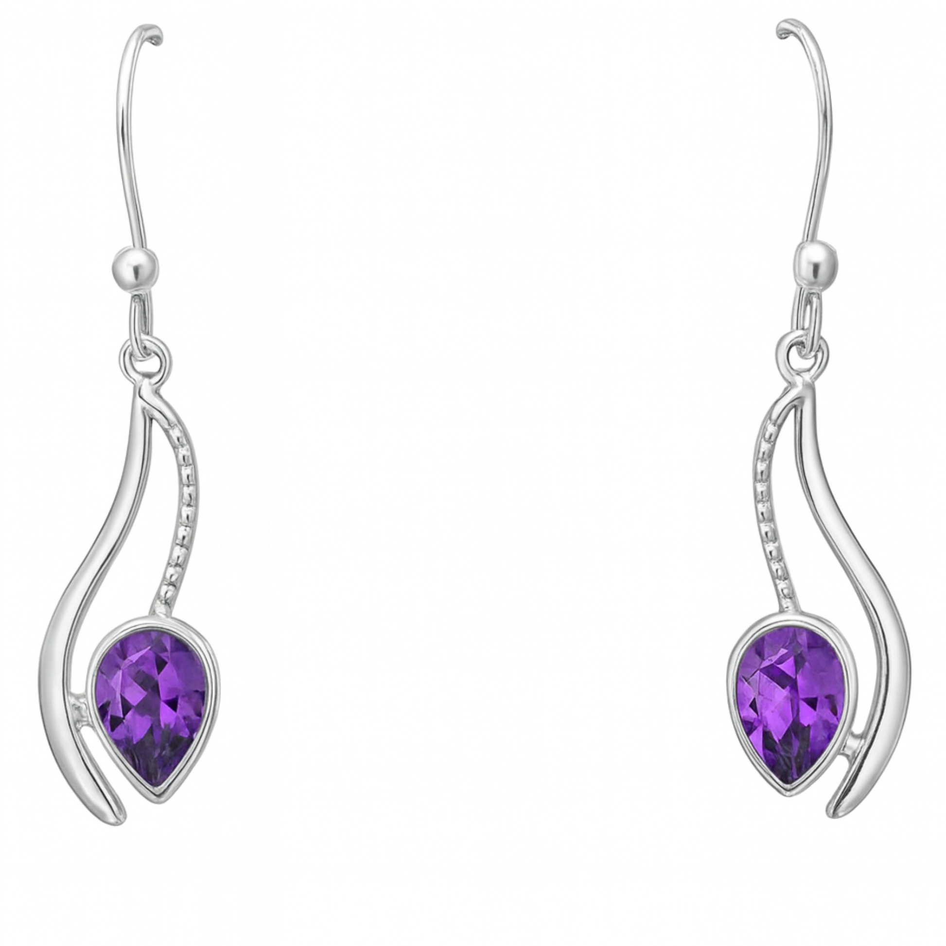Amethyst Sterling Silver Dangle Earrings - Swinging Vine Style | New Earth Gifts