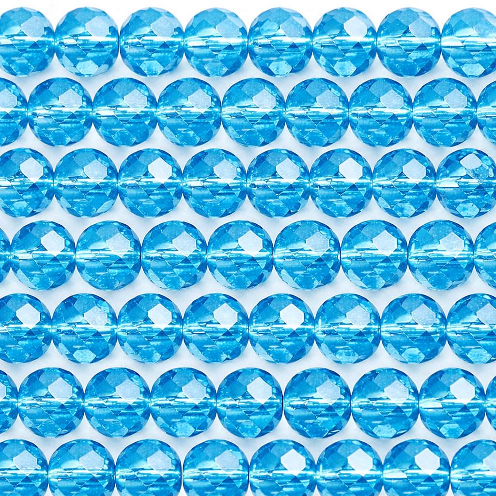 Crystal aquamarine blue faceted round beads - New Earth Gifts and Beads