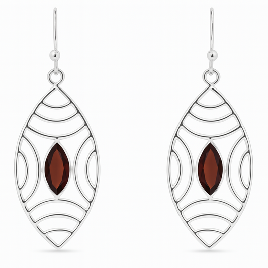 Sterling Garnet Faceted Abstract Earrings - New Earth Gifts