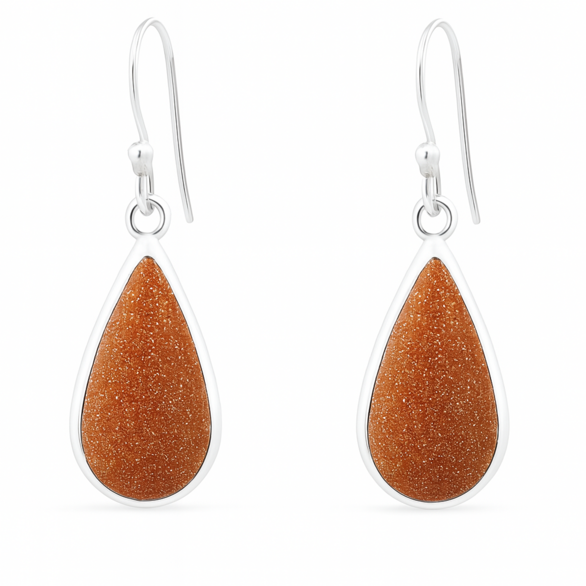 Goldstone Sterling Silver Teardrop Dangle Earrings - New Earth Gifts