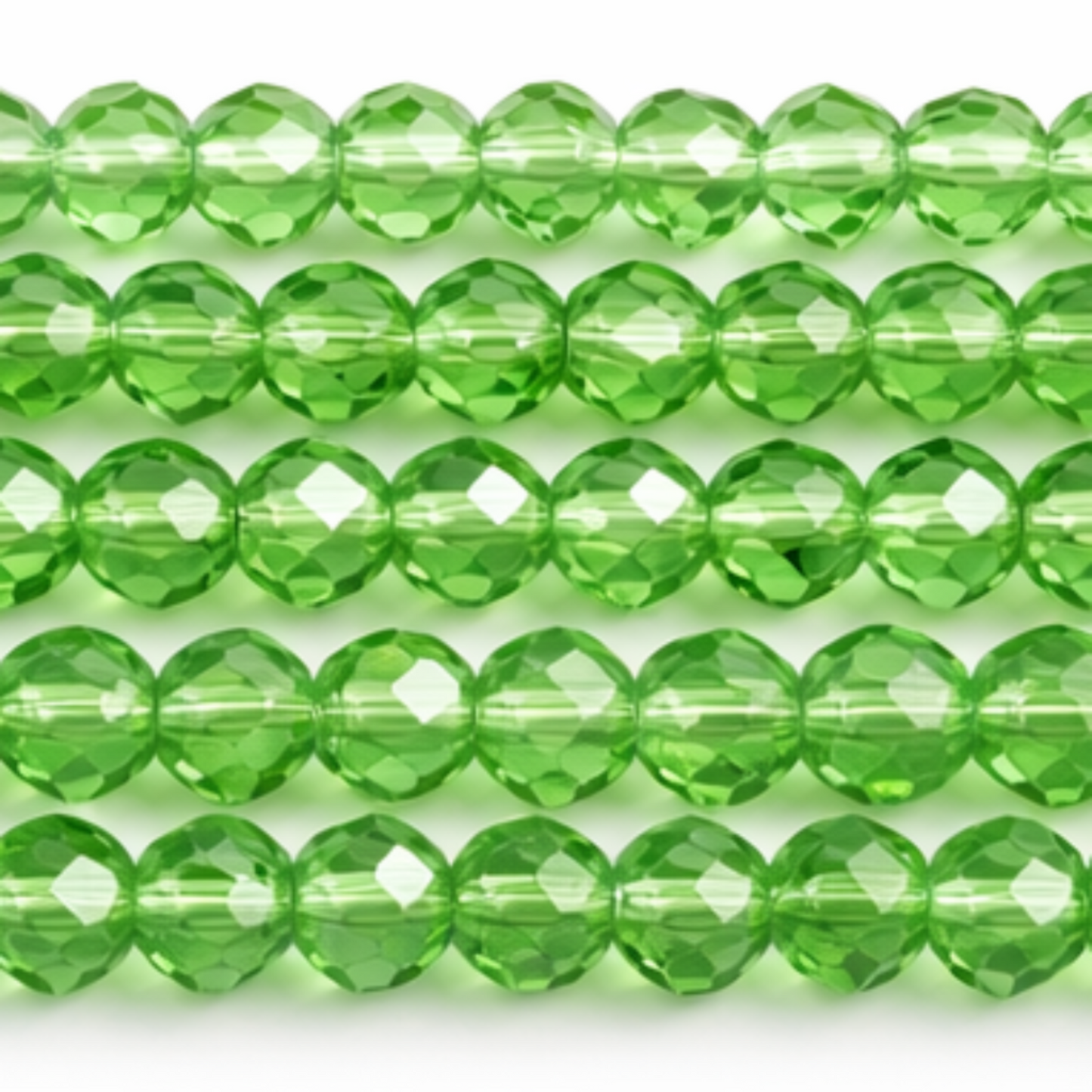 Crystal Faceted Round Beads 4mm Light Green  - New Earth Gifts and Beads