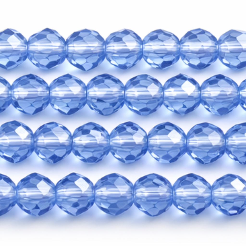 Crystal Faceted Round Beads 4mm Light Blue  - New Earth Gifts and Beads