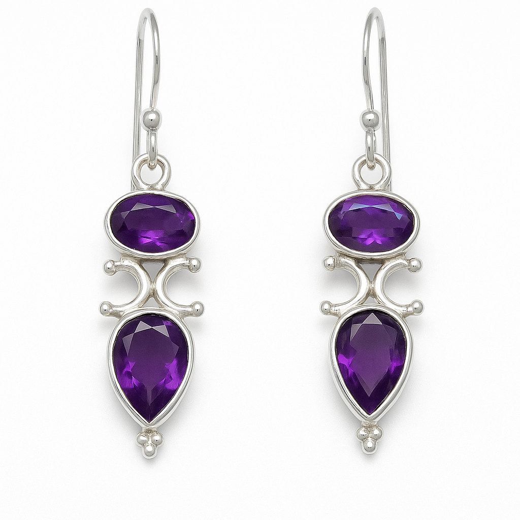 Amethyst Sterling Silver earrings - new earth gifts