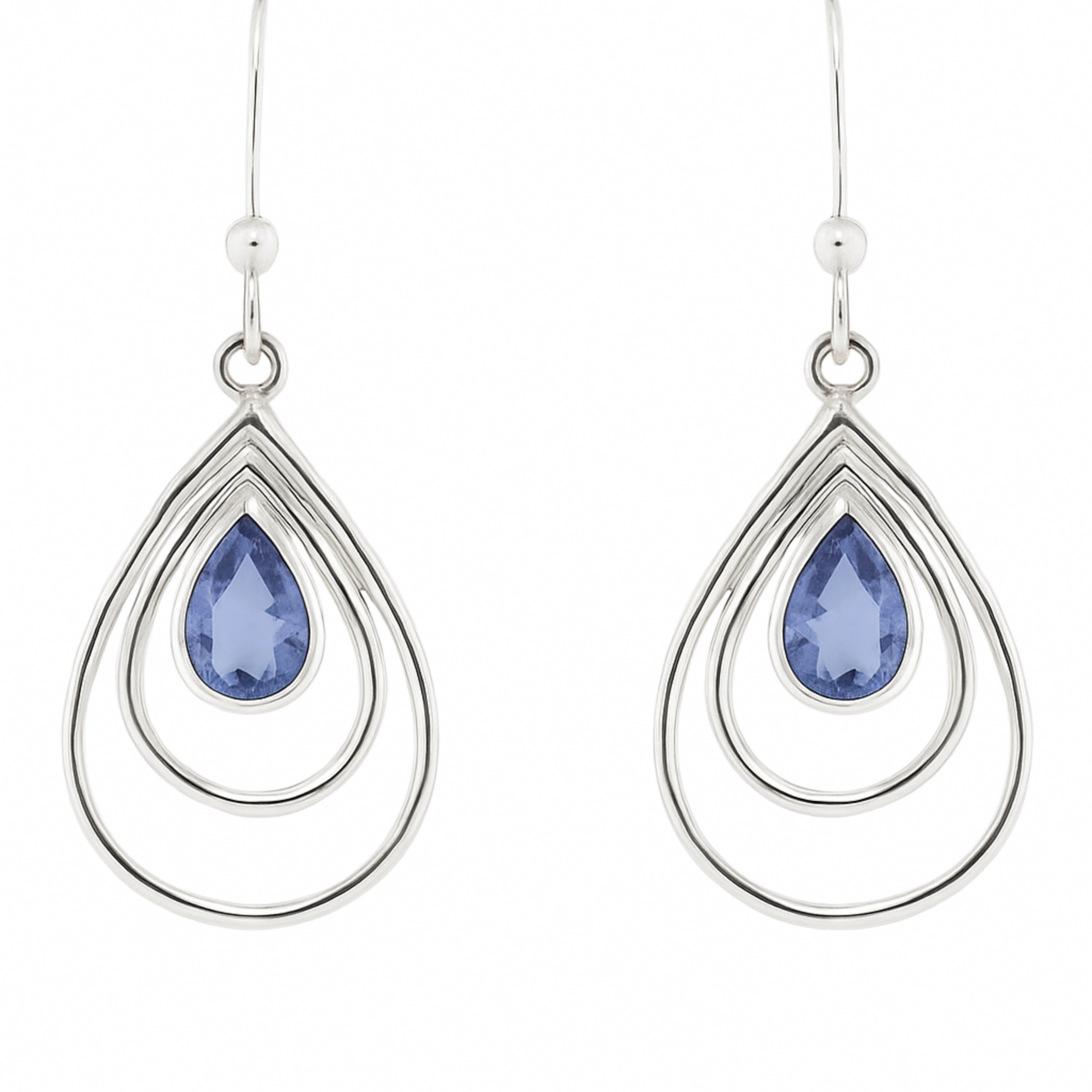 Iolite Faceted Sterling Tear Drop Earrings - New Earth Gifts