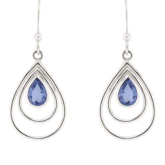 Iolite Faceted Sterling Tear Drop Earrings - New Earth Gifts