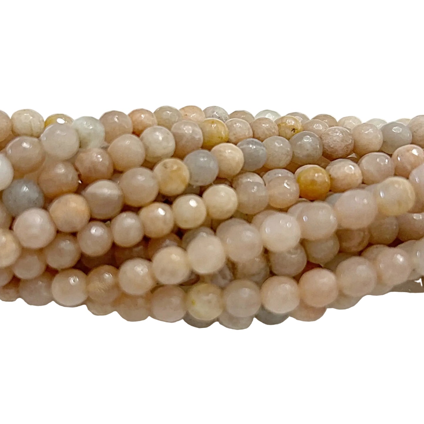 Peach Moonstone Faceted Round Beads-new earth gifts and beads