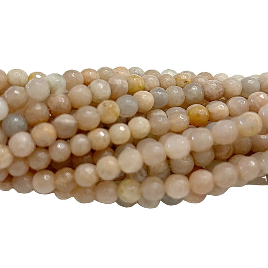 Peach Moonstone Faceted Round Beads-new earth gifts and beads