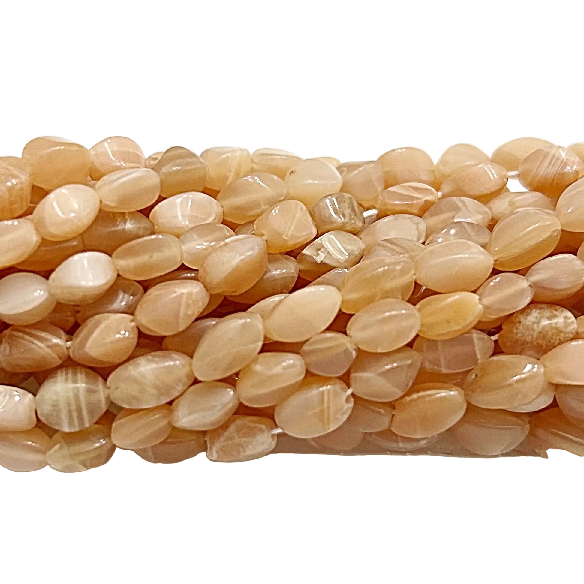 Peach Moonstone Irregular Oval Beads-new earth gifts and beads