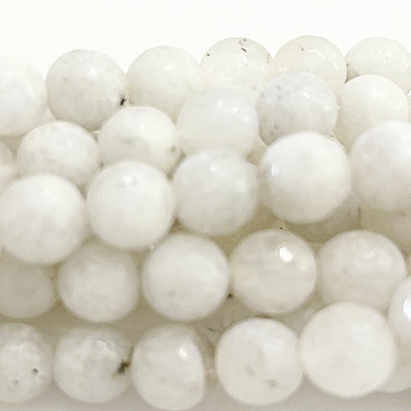 White Rainbow Moonstone Faceted Round Beads -new earth gifts and beads