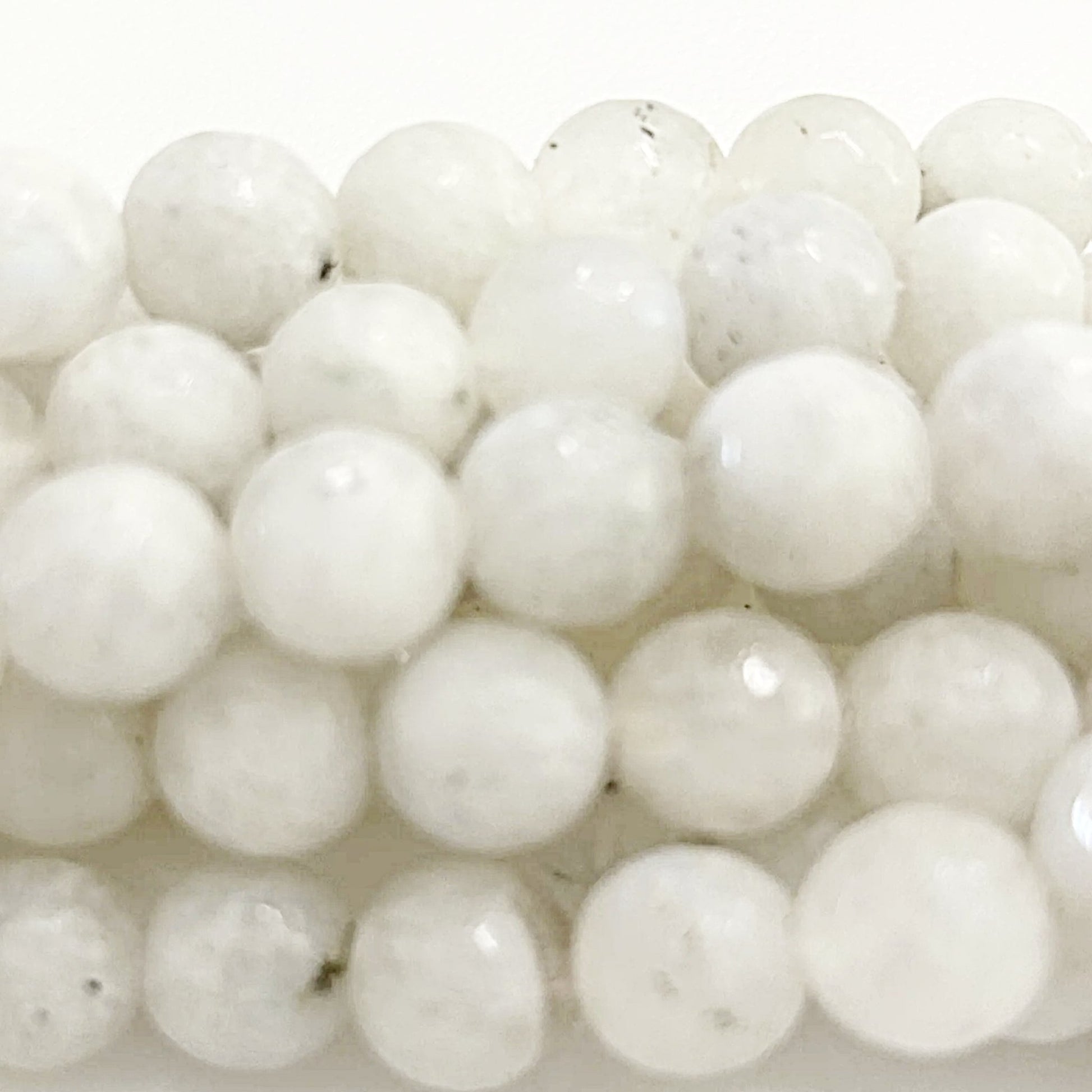 White Rainbow Moonstone Faceted Round Beads -new earth gifts and beads