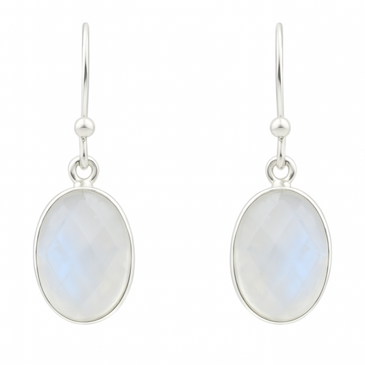 Moonstone Oval Sterling Silver Earrings - New Earth Gifts and Beads