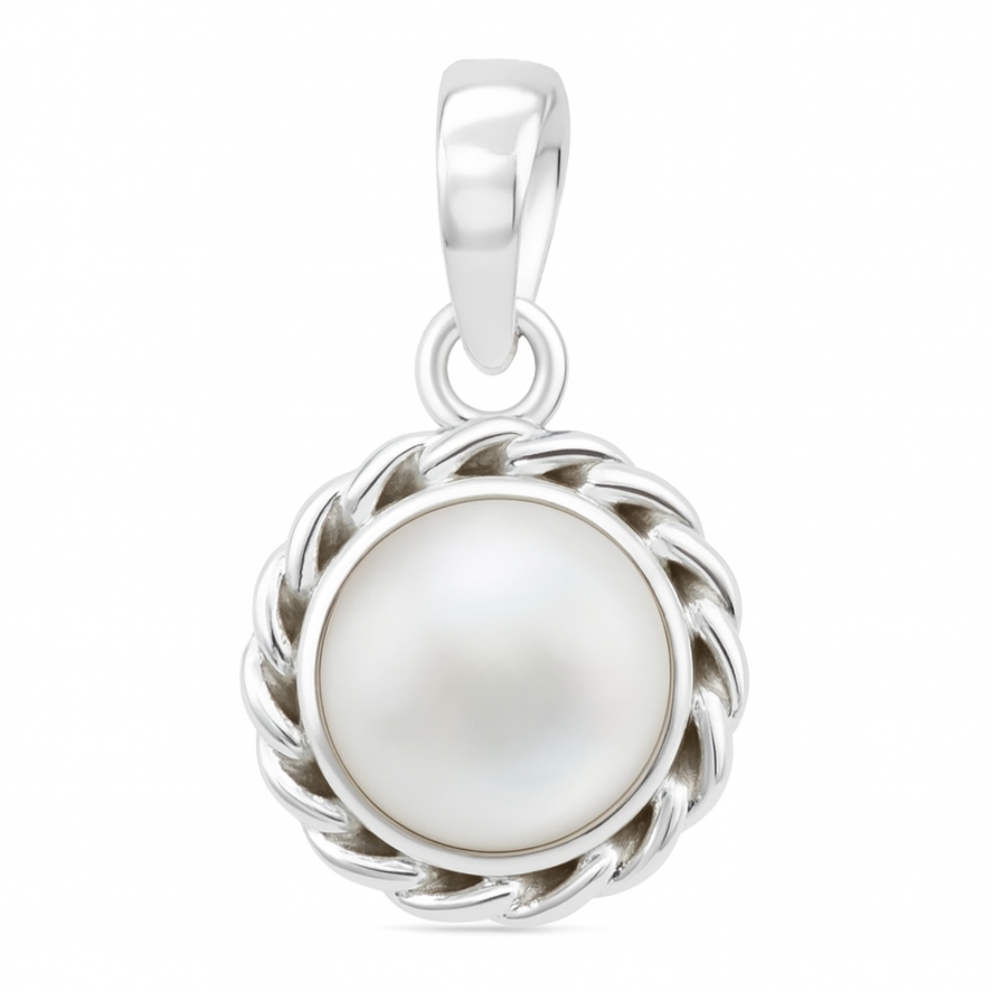 Mother of Pearl Pendant in Dainty Sterling Silver Setting | New Earth Gifts