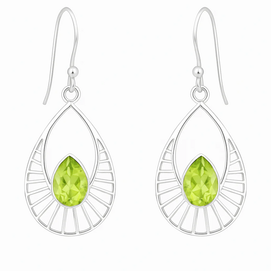 Peridot Sterling Silver Earrings, Sweet Sunrise Style | New Earth Gifts