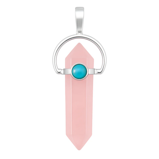 Rose Quartz Pendant & Turquoise Cabochon - New Earth Gifts and Beads