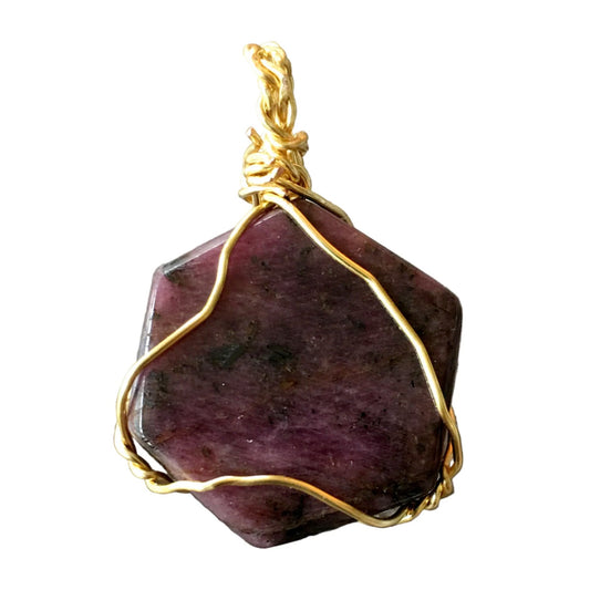Ruby Pendant Hexagon - With Zoisite For Sale New Earth Gifts