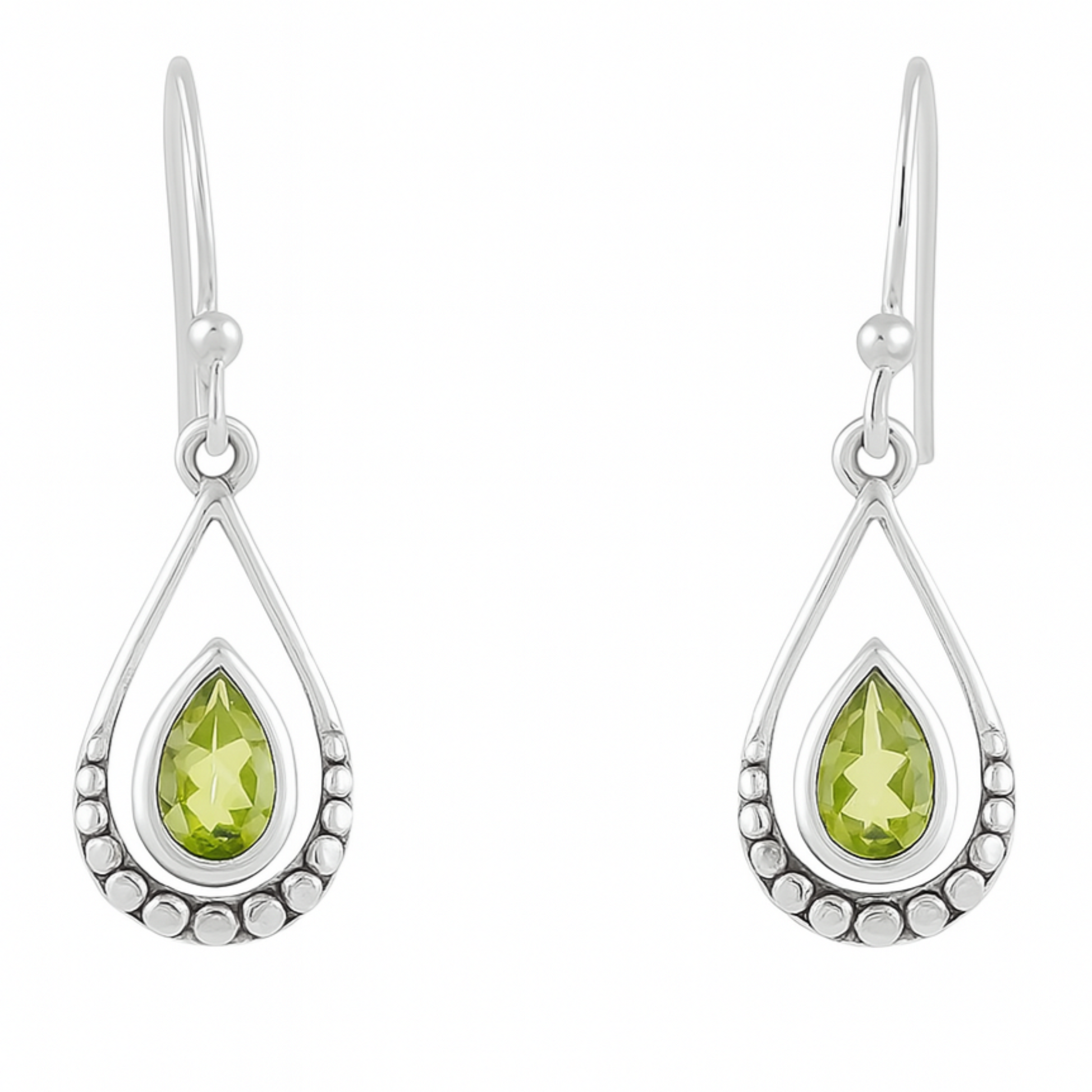 Peridot Faceted Tear Drop Sterling Earrings | New Earth Gifts