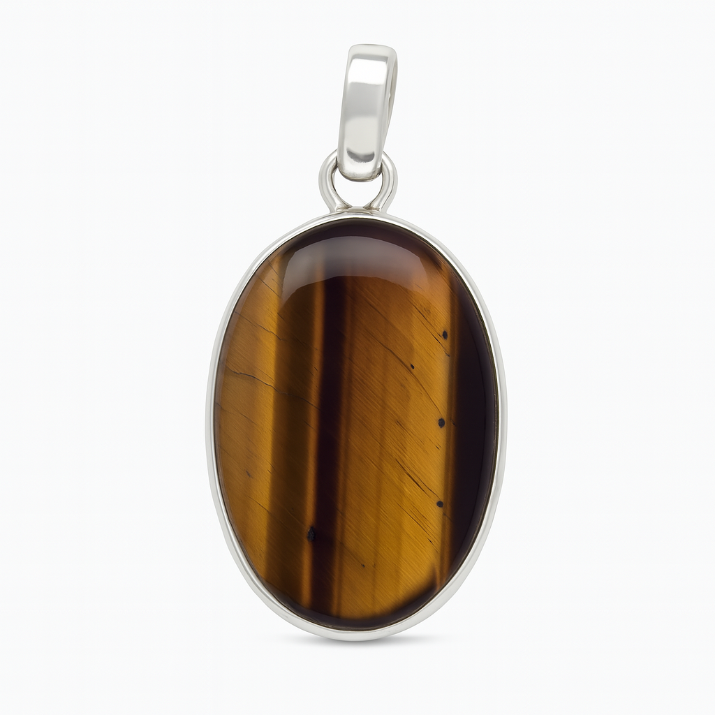 Tiger Eye Oval Sterling Pendant - New Earth Gifts