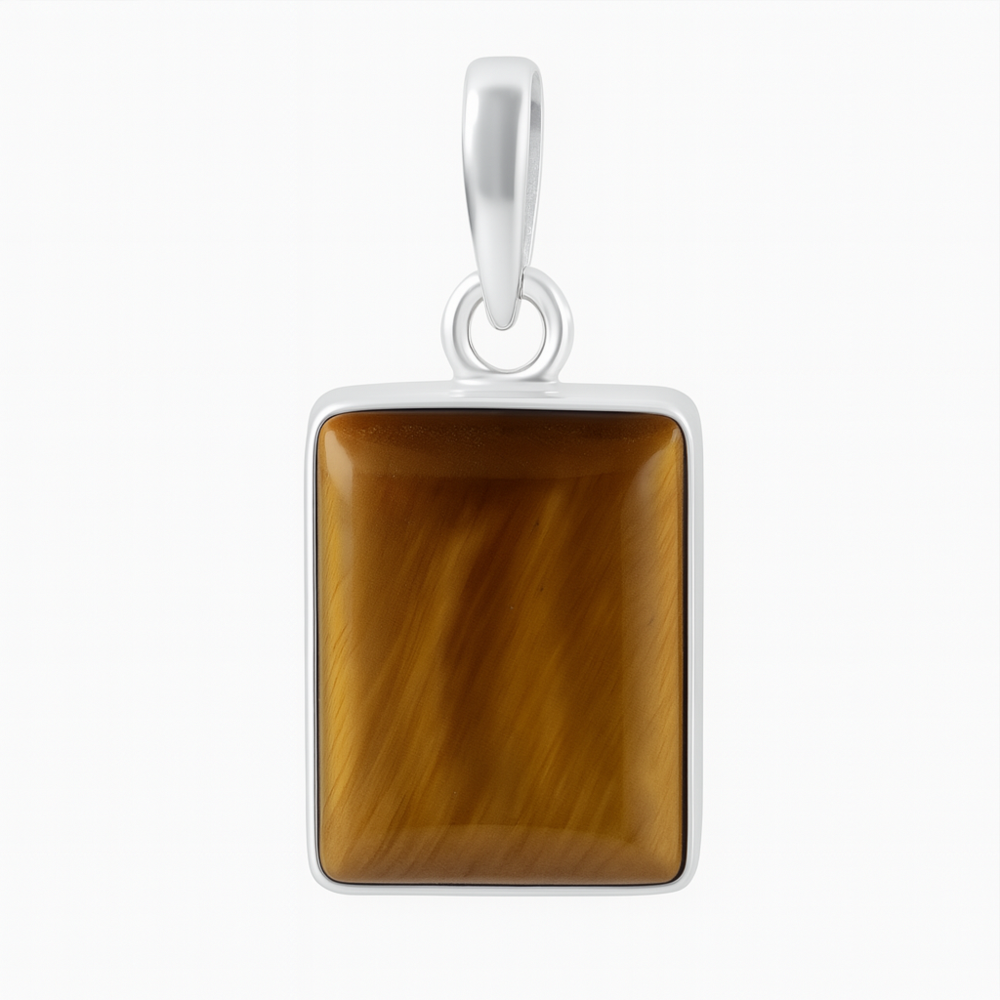 Tiger Eye Sterling Silver Square Pendant - New Earth Gifts