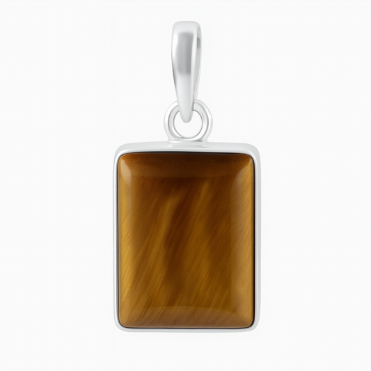 Tiger Eye Sterling Silver Square Pendant - New Earth Gifts