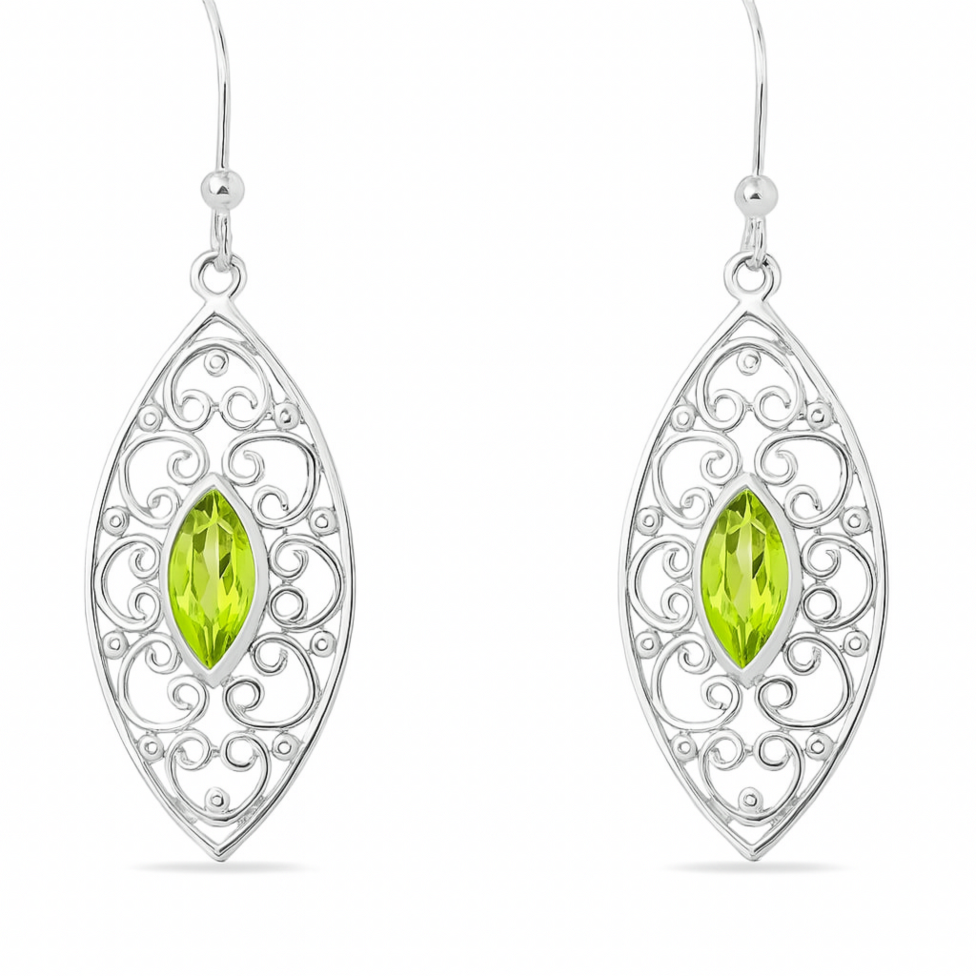 Peridot Victorian Style Sterling Earrings | New Earth Gifts