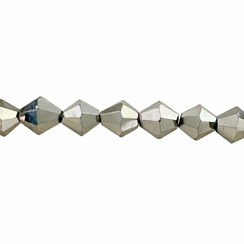 Zinc Alloy Bicone Beads – 6mm Bright Silver - new earth gifts and beads