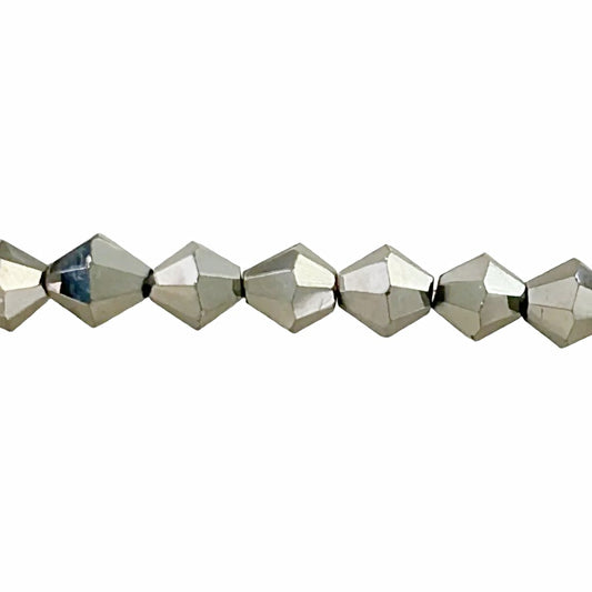 Zinc Alloy Bicone Beads – 6mm Bright Silver - new earth gifts and beads