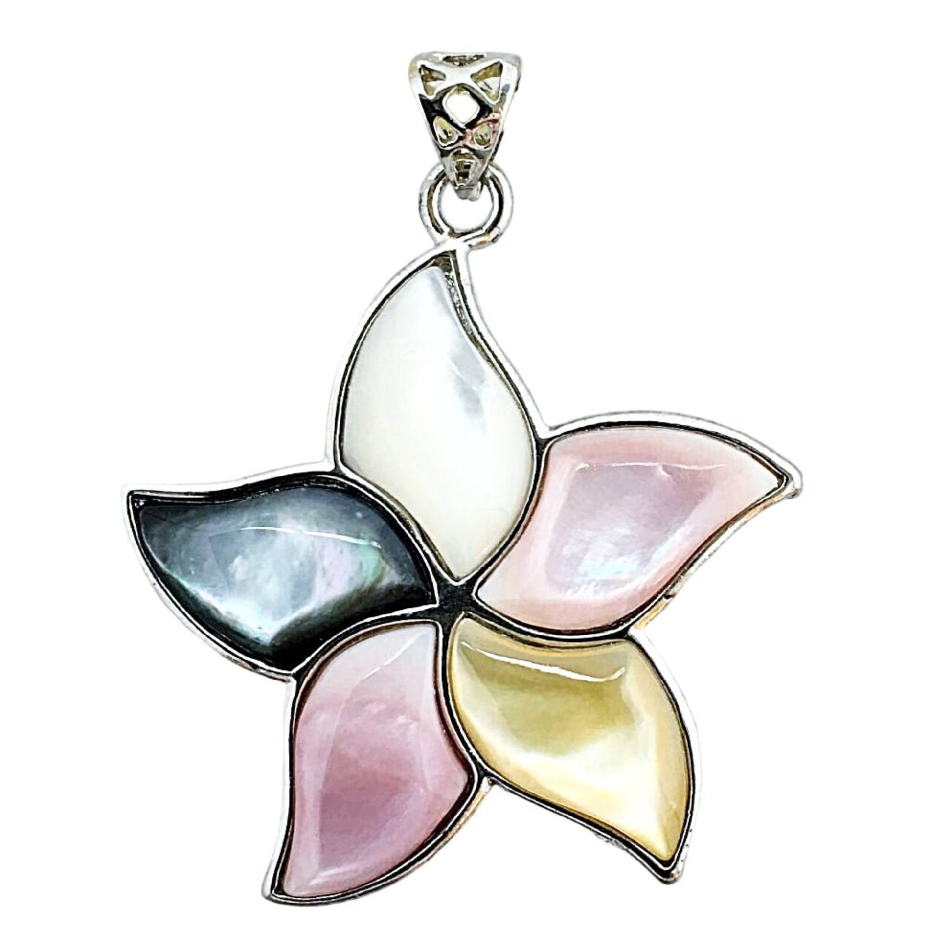 Mother of Pearl Inlay Floral Pendant | New Earth Gifts