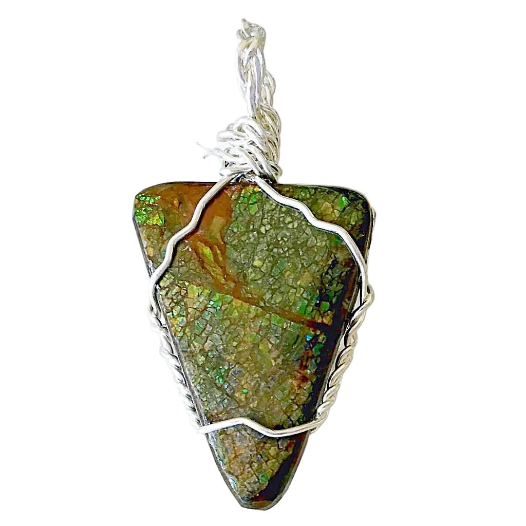 Ammolite Green Fossilized Pendant - New Earth Gifts