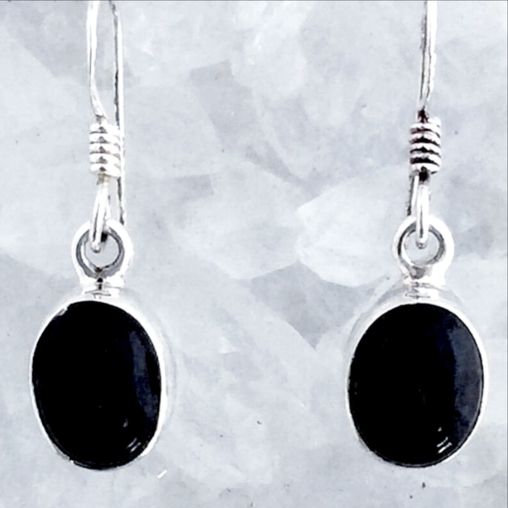 Black Onyx Sterling Oval Earrings - New Earth Gifts