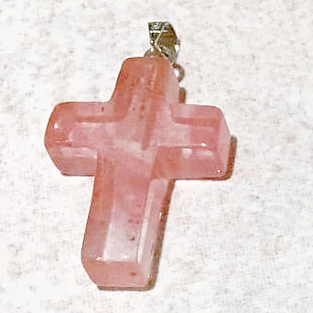 Cherry Quartz Cross Pendant - New Earth Gifts