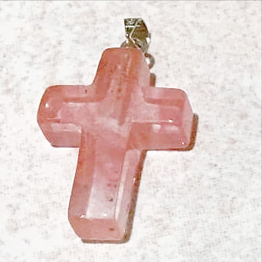 Cherry Quartz Cross Pendant - New Earth Gifts