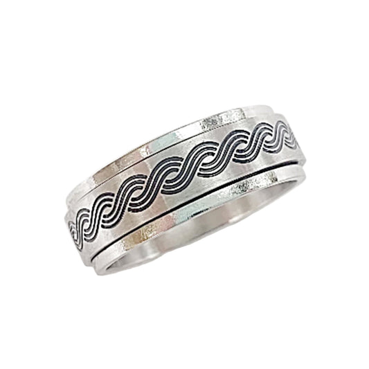 Stainless Steel Spinner Ring-Helix Pattern - New Earth Gifts