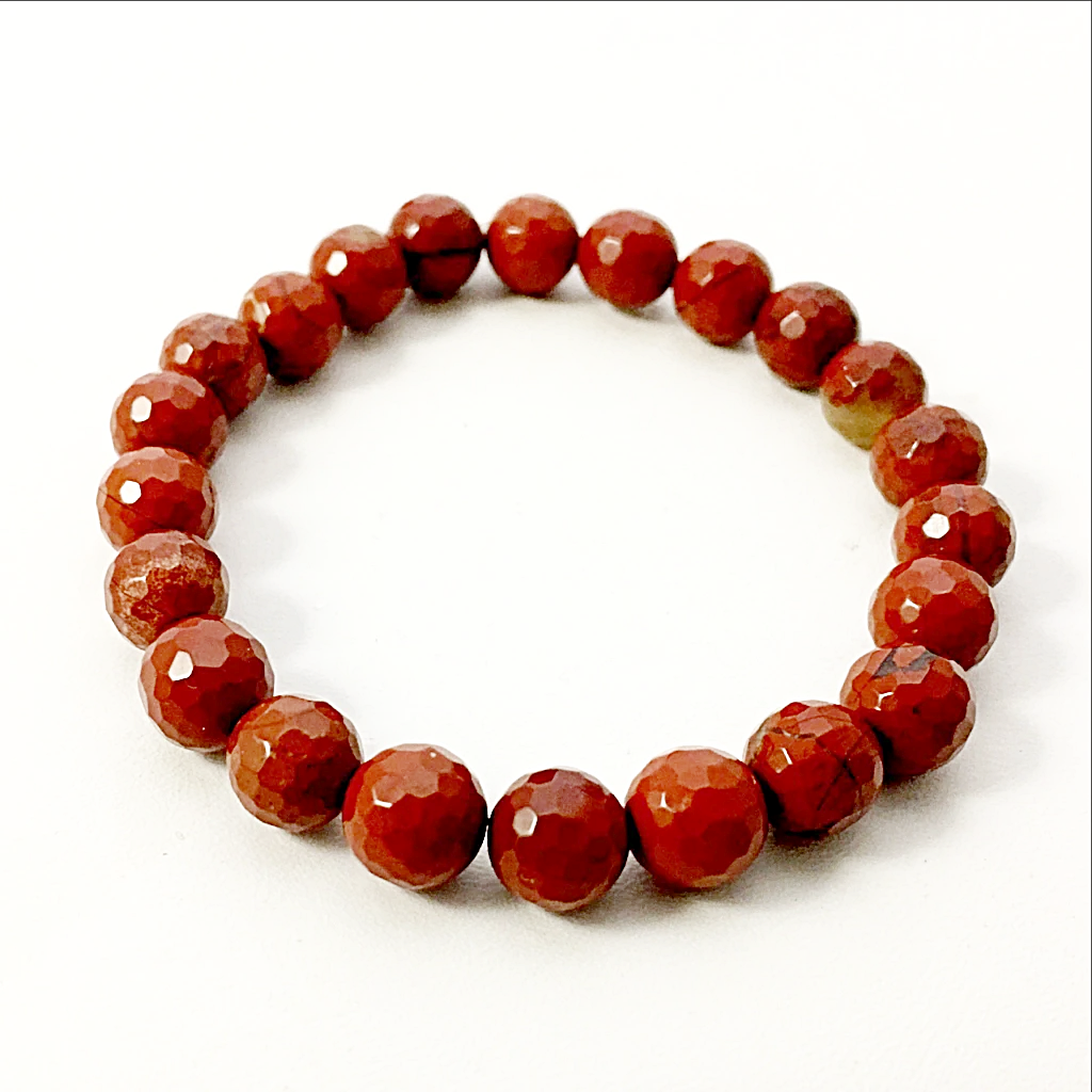 Red Jasper Faceted Power Bracelet to Energize for Health-8mm