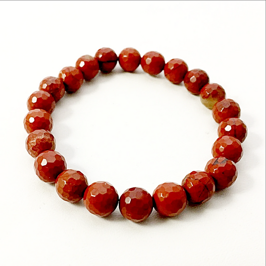 Red Jasper Faceted Power Bracelet to Energize for Health-8mm