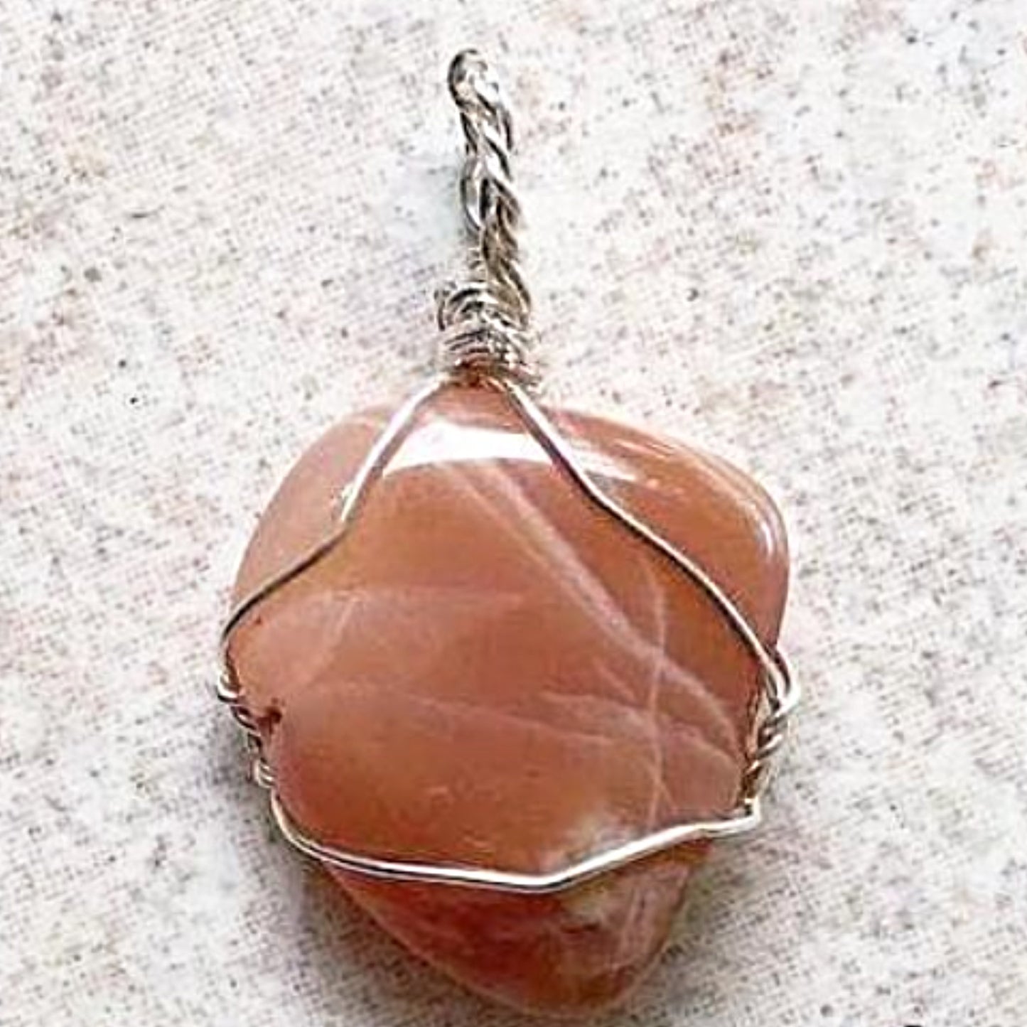 Natural Moonstone Pendant In Silver Wire For Sale New Earth Gifts