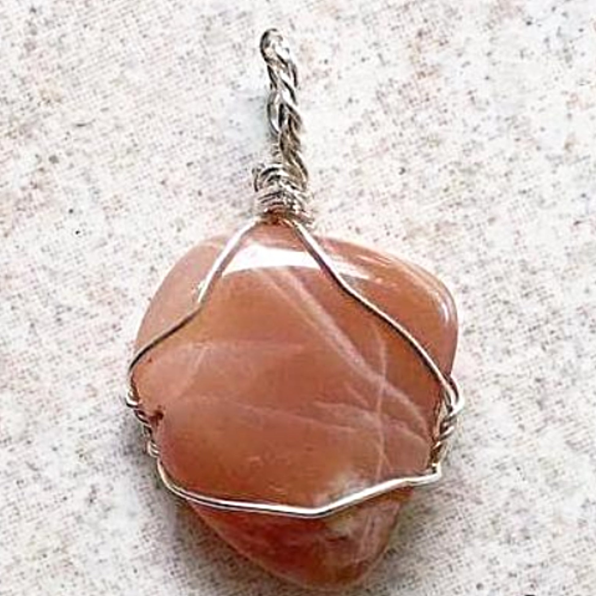 Natural Moonstone Pendant In Silver Wire For Sale New Earth Gifts