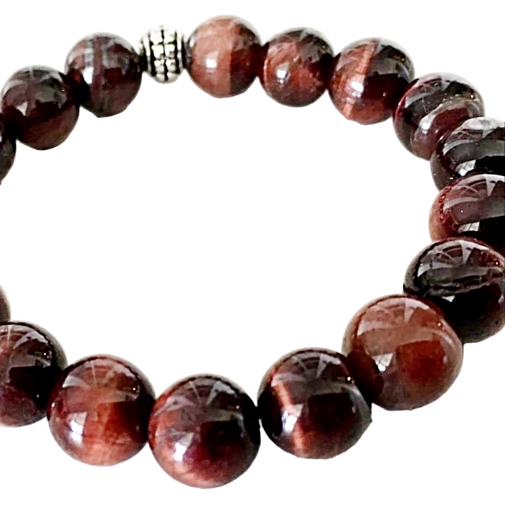 Red Tiger Eye 6mm Power Bracelet for Courage and Will Power - New Earth Gifts