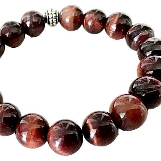 Red Tiger Eye 6mm Power Bracelet for Courage and Will Power - New Earth Gifts