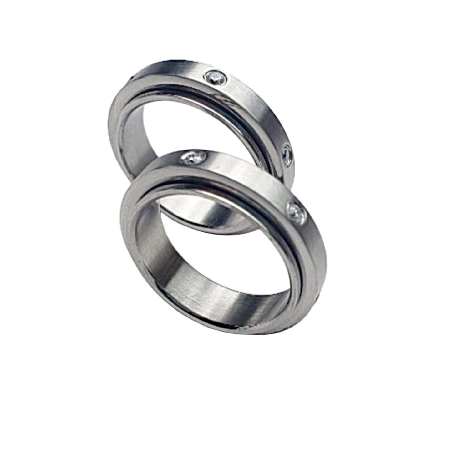 Stainless Steel Spinner Ring with Rhinestones - New Earth Gifts