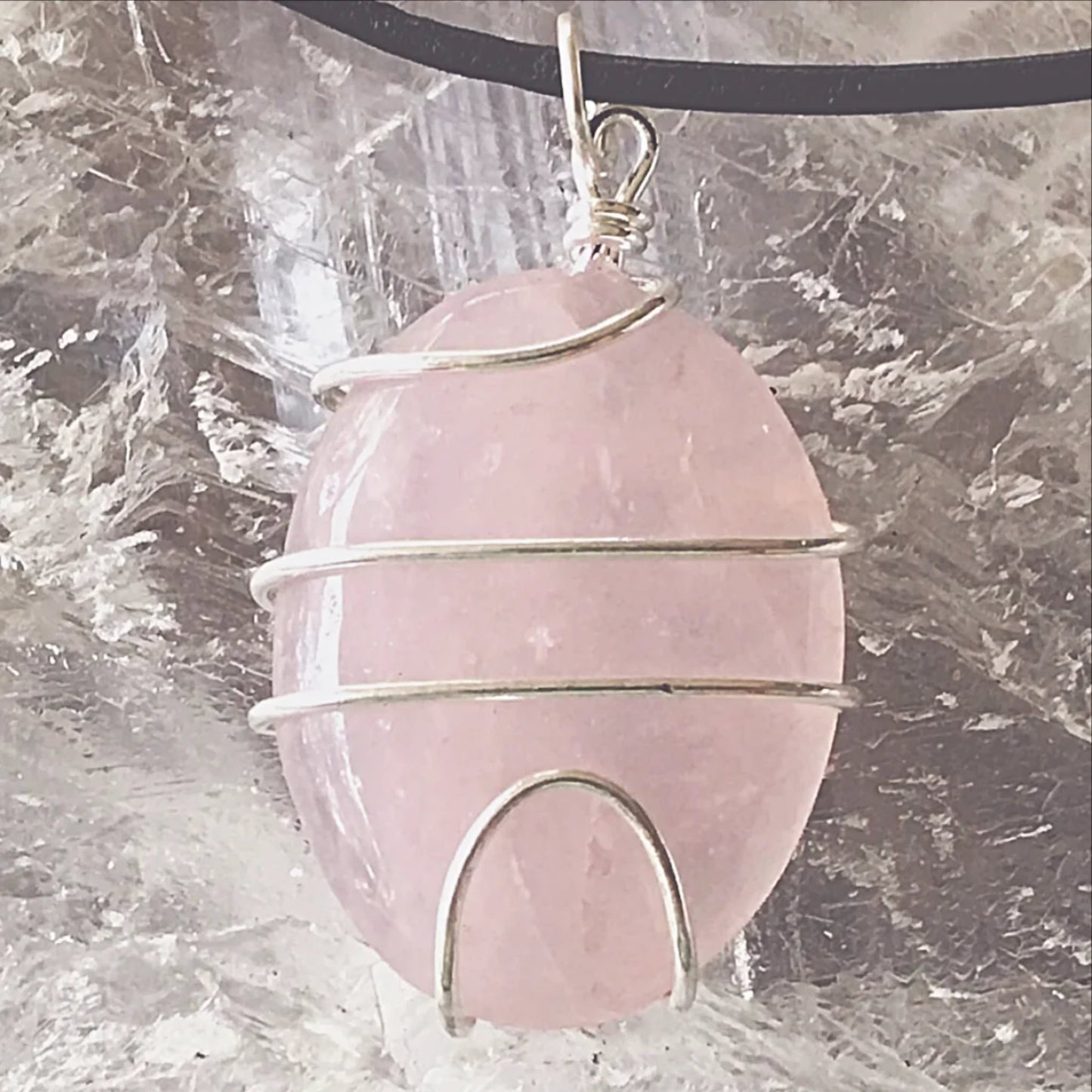 Rose Quartz Wrapped Pendant  New Earth Gifts